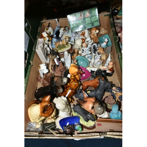 360 - FIVE BOXES OF ANIMAL ORNAMENTS, to include four Midwinter deer head plaques, a Walter Bosse brass do... 