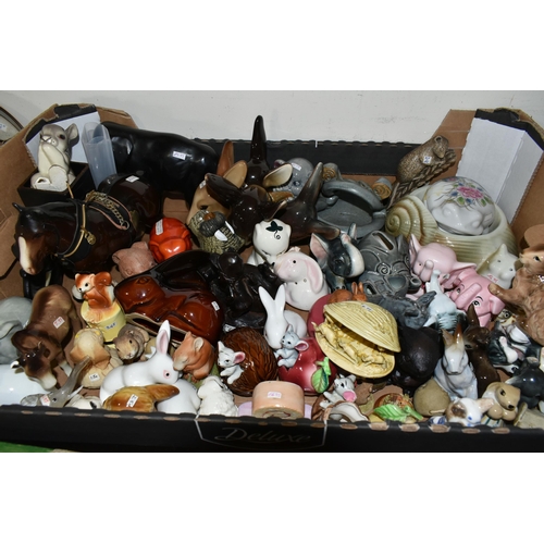 360 - FIVE BOXES OF ANIMAL ORNAMENTS, to include four Midwinter deer head plaques, a Walter Bosse brass do... 