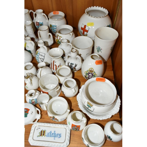 367 - A LARGE QUANTITY OF W.H.GOSS CRESTED WARE CHINA, comprising vases, pots, jugs, bowls, a City of Well... 