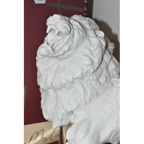 374 - A BOXED LIMITED EDITION ROYAL DOULTON CLASSICS 'LIONS' PARIAN WARE SCULPTURE, of the heads of a lion... 