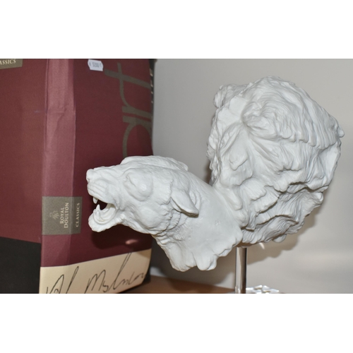 374 - A BOXED LIMITED EDITION ROYAL DOULTON CLASSICS 'LIONS' PARIAN WARE SCULPTURE, of the heads of a lion... 