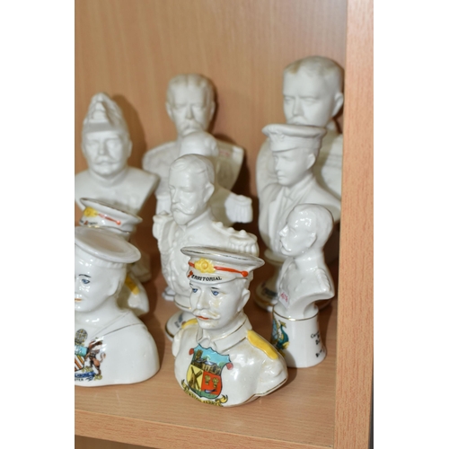 375 - A COLLECTION OF WORLD WAR ONE CRESTED WARE BUSTS, eleven pieces to include King George V, Lord Kitch... 