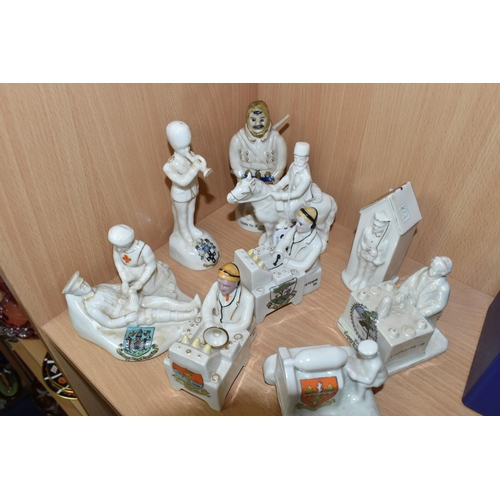 383 - A COLLECTION OF WORLD WAR ONE AND MILITARY THEMED CRESTED WARE, nine pieces comprising a Swan China ... 