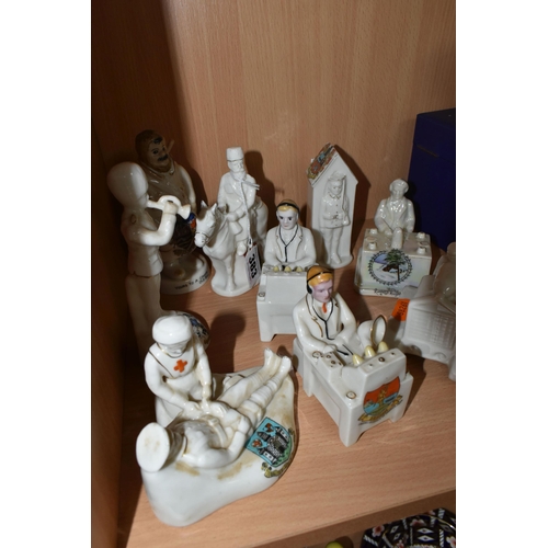 383 - A COLLECTION OF WORLD WAR ONE AND MILITARY THEMED CRESTED WARE, nine pieces comprising a Swan China ... 