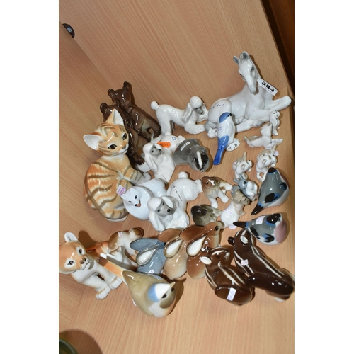 384 - A COLLECTION OF LOMONOSOV AND OTHER RUSSIAN PORCELAIN ANIMALS, twenty eight pieces to include a foal... 