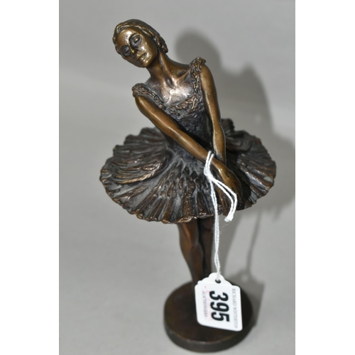 395 - A BRONZE BALLERINA SCULPTURE, signed 'N David 1980', titled to the base (Anna) 'Pavlova', height 19c... 