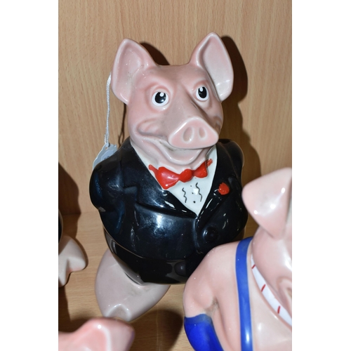 401 - FIVE WADE NAT WEST PIG MONEY BOXES, comprising Woody, Annabel, Maxwell, Lady Hilary, and Sir Nathani... 