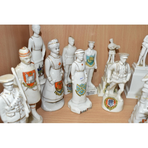 408 - A COLLECTION OF WORLD WAR ONE AND MILITARY THEMED CRESTED WARE, to include 'Over the Top', 'The Bomb... 