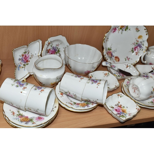 411 - THIRTY FOUR PIECES OF ROYAL CROWN DERBY 'DERBY POSIES' TEA AND COFFEE WARES, comprising a coffee pot... 