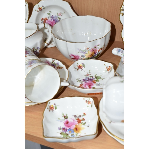 411 - THIRTY FOUR PIECES OF ROYAL CROWN DERBY 'DERBY POSIES' TEA AND COFFEE WARES, comprising a coffee pot... 