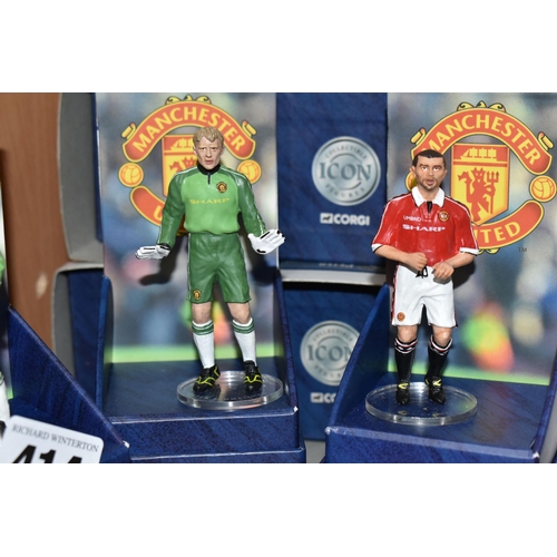 414 - FOUR BOXED CORGI ICON MANCHESTER UNITED FC DIECAST FIGURES, comprising Gary Neville, Roy Keane, and ... 