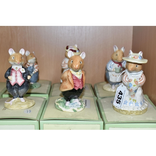 435 - FOURTEEN BOXED ROYAL DOULTON BRAMBLY HEDGE FIGURES, comprising three 'Dusty And Baby' DBH26, 'Mrs Sa... 