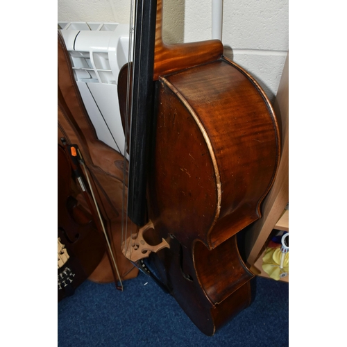 441 - TWO CELLOS, comprising a French cello, length 120cm, body length 74cm, hand written label inside sta... 