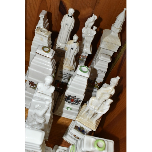 443 - A GROUP OF ASSORTED CRESTED WARE MINIATURE WW1 MEMORIALS, comprising an Upton Bros. memorial with a ... 