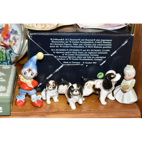 445 - A GROUP OF CERAMIC ORNAMENTS, comprising five boxed Goebel figures 'A Girl's Best Friend' 2101/A, 'M... 