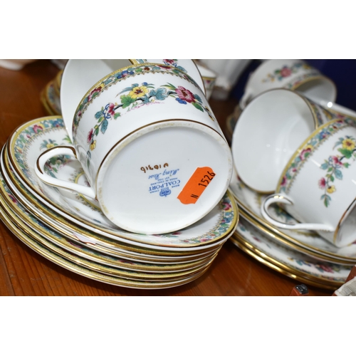 447 - A COALPORT 'MIG ROSE' PATTERN COFFEE SET, comprising coffee pot (base stand is broken), nine cups, t... 