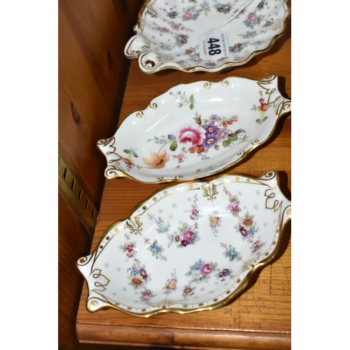 448 - A GROUP OF ROYAL CROWN DERBY PORCELAIN, comprising a boxed 'Royal Antoinette' tray silver No.1 trink... 