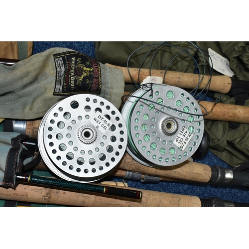 453 - A GROUP OF VINTAGE FISHING RODS, a Ryobi 455MG super light magnesium reel and two spare spools, two ... 