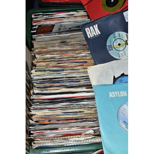 462 - TWO BOXES OF VINYL SINGLES, approximately two hundred and fifty to three hundred records, artists to... 