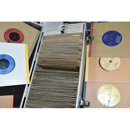 463 - TWO METAL CASES OF VINYL SINGLES, approximately two hundred and fifty records, artists to include Fr... 