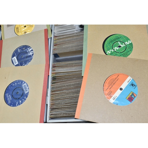 465 - TWO METAL CASES OF VINYL SINGLES, approximately two hundred and fifty records, artists to include El... 