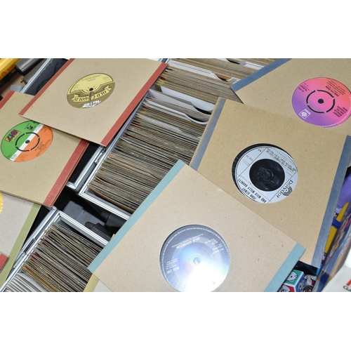 465 - TWO METAL CASES OF VINYL SINGLES, approximately two hundred and fifty records, artists to include El... 