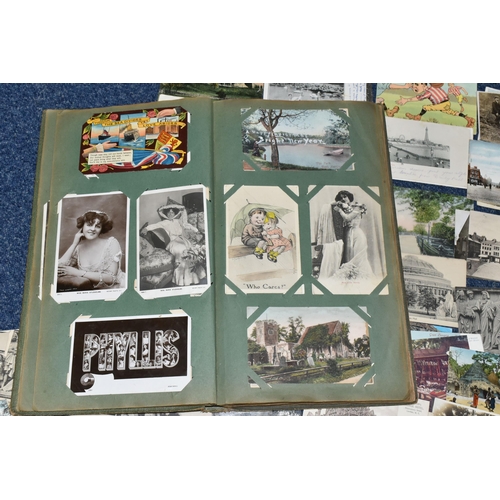 467 - POSTCARDS, approximately 300 vintage Postcards in one album and loose dating from the Edwardian era ... 