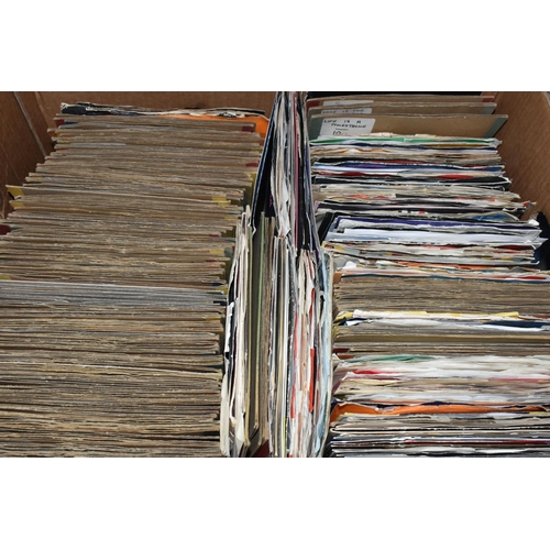 469 - A BOX OF VINYL SINGLES, over three hundred records, artists to include Ian Drury and the Blockheads,... 