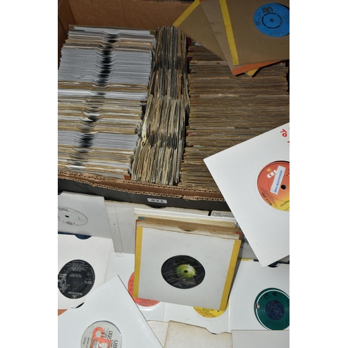 471 - A BOX OF VINYL SINGLES, over three hundred records, artists to include The Beatles Parlophone Magica... 