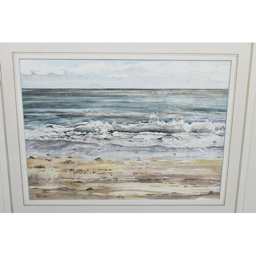 475 - DEBORAH WALKER RI RSMA (BRITISH CONTEMPORARY)  'WHITE HORSES' a coastal landscape depicting waves br... 