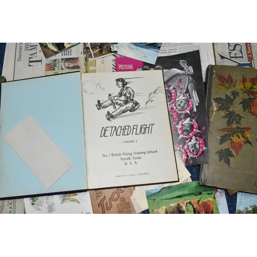 481 - ONE BOX OF EPHEMERA to include an album and loose of miscellaneous postcards from the early-late 20t... 