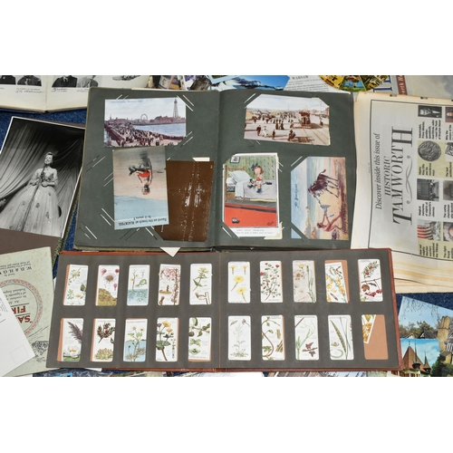 481 - ONE BOX OF EPHEMERA to include an album and loose of miscellaneous postcards from the early-late 20t... 