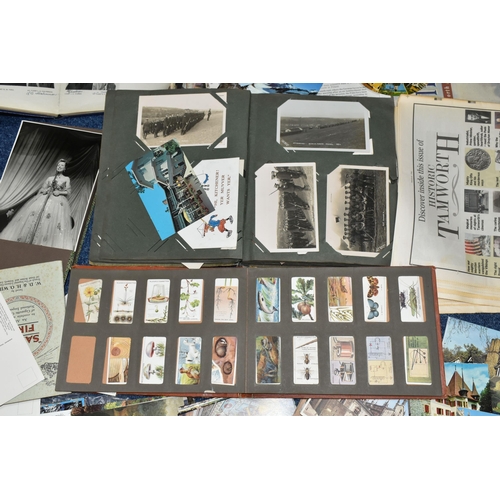 481 - ONE BOX OF EPHEMERA to include an album and loose of miscellaneous postcards from the early-late 20t... 