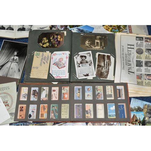 481 - ONE BOX OF EPHEMERA to include an album and loose of miscellaneous postcards from the early-late 20t... 