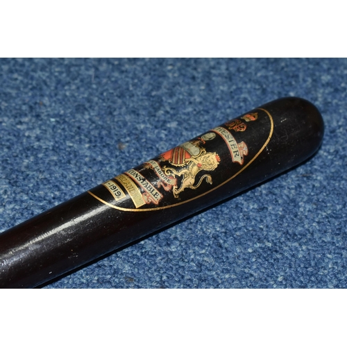 484 - A SPECIAL CONSTABLE TRUNCHEON, decorated with the Royal crown, GR cypher, coat of arms of Manchester... 