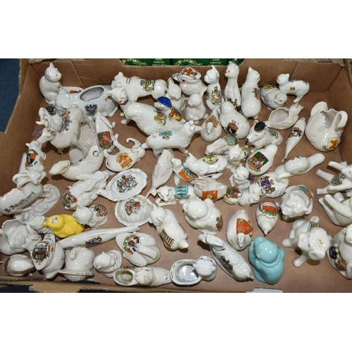 509 - ONE BOX OF CRESTED WARE ANIMAL ITEMS, over fifty pieces to include a Grafton Ware monkey with a Flee... 