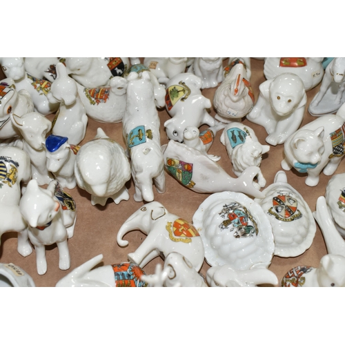 509 - ONE BOX OF CRESTED WARE ANIMAL ITEMS, over fifty pieces to include a Grafton Ware monkey with a Flee... 