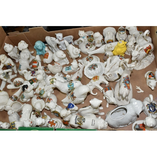 509 - ONE BOX OF CRESTED WARE ANIMAL ITEMS, over fifty pieces to include a Grafton Ware monkey with a Flee... 