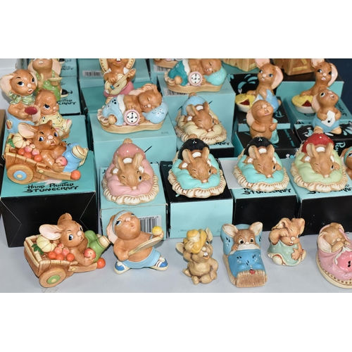 523 - A COLLECTION OF PENDELFIN RABBIT FIGURES, comprising  boxed figures: Aunt Ruby (a little glue? resid... 