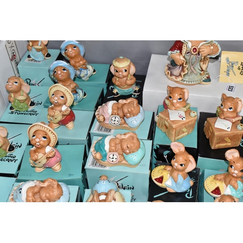 523 - A COLLECTION OF PENDELFIN RABBIT FIGURES, comprising  boxed figures: Aunt Ruby (a little glue? resid... 