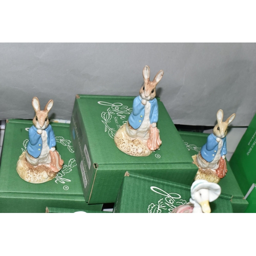 527 - ELEVEN BOXED BESWICK BEATRIX POTTER FIGURES, comprising  three x Peter and the Red Pocket Handkerchi... 