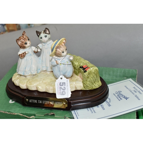 529 - FOUR BOXED BESWICK BEATRIX POTTER FIGURES, comprising 'Mittens, Tom Kitten and Moppet' P3792 Annual ... 