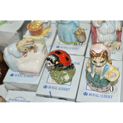 532 - SEVENTEEN BOXED ROYAL ALBERT BEATRIX POTTER FIGURES, comprising Mr McGregor, Mrs Tittlemouse, Little... 