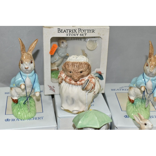 533 - A GROUP OF ROYAL ALBERT AND BESWICK BEATRIX POTTER FIGURES ETC, comprising two large boxed Beswick 1... 