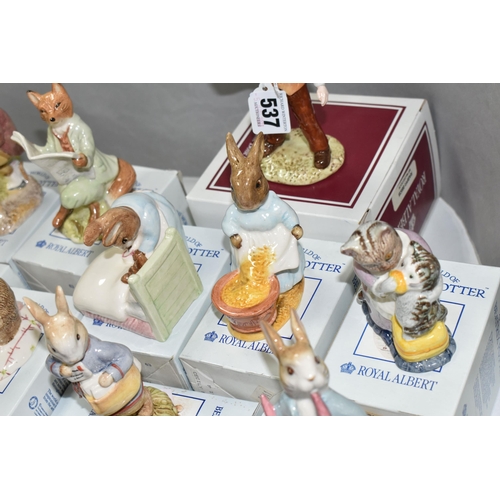 537 - SIXTEEN BOXED ROYAL ALBERT BEATRIX POTTER FIGURES, comprising Mr McGregor, Gentleman Mouse Made a Bo... 