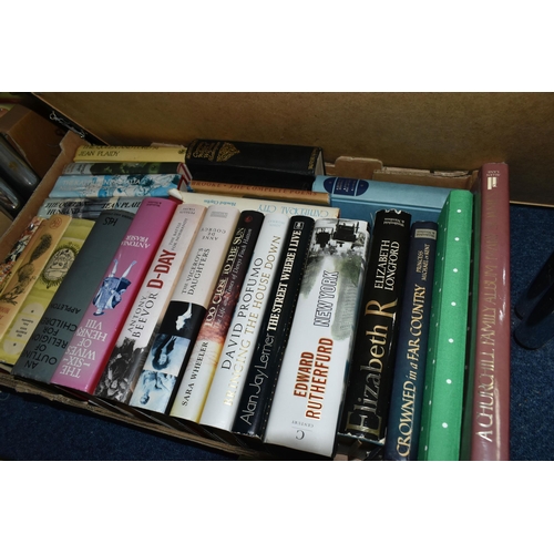 538 - FIVE BOXES OF BOOKS containing approximately 145-150 titles in hardback and paperback formats, subje... 