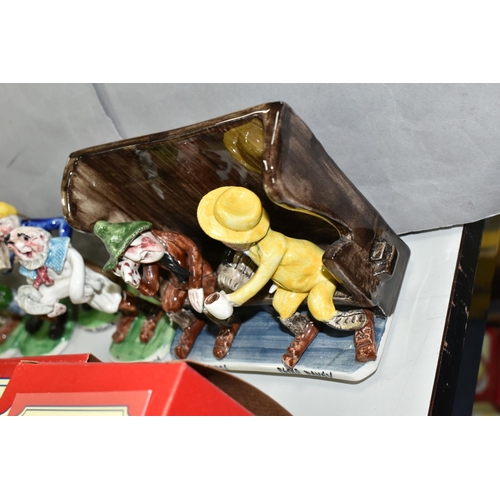 540 - TEN RUNNAFORD POTTERY WILL YOUNG FIGURES/FIGURE GROUPS, comprising Widdecombe Fair figures: Peter Da... 