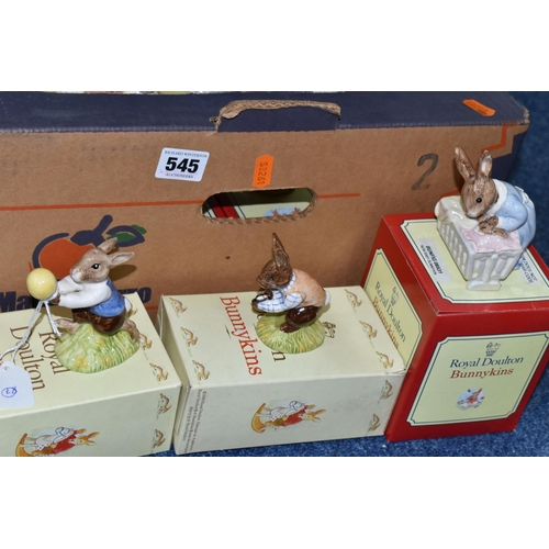 545 - A BOX AND LOOSE BOXED ROYAL DOULTON BUNNYKINS FIGURES, eighteen figures comprising Santa Bunnykins '... 