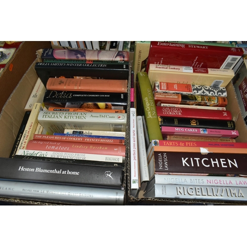 546 - FIVE BOXES OF BOOKS containing approximately 125 titles on the subject of Cookery, authors include E... 