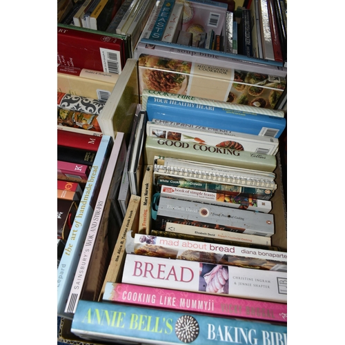 546 - FIVE BOXES OF BOOKS containing approximately 125 titles on the subject of Cookery, authors include E... 